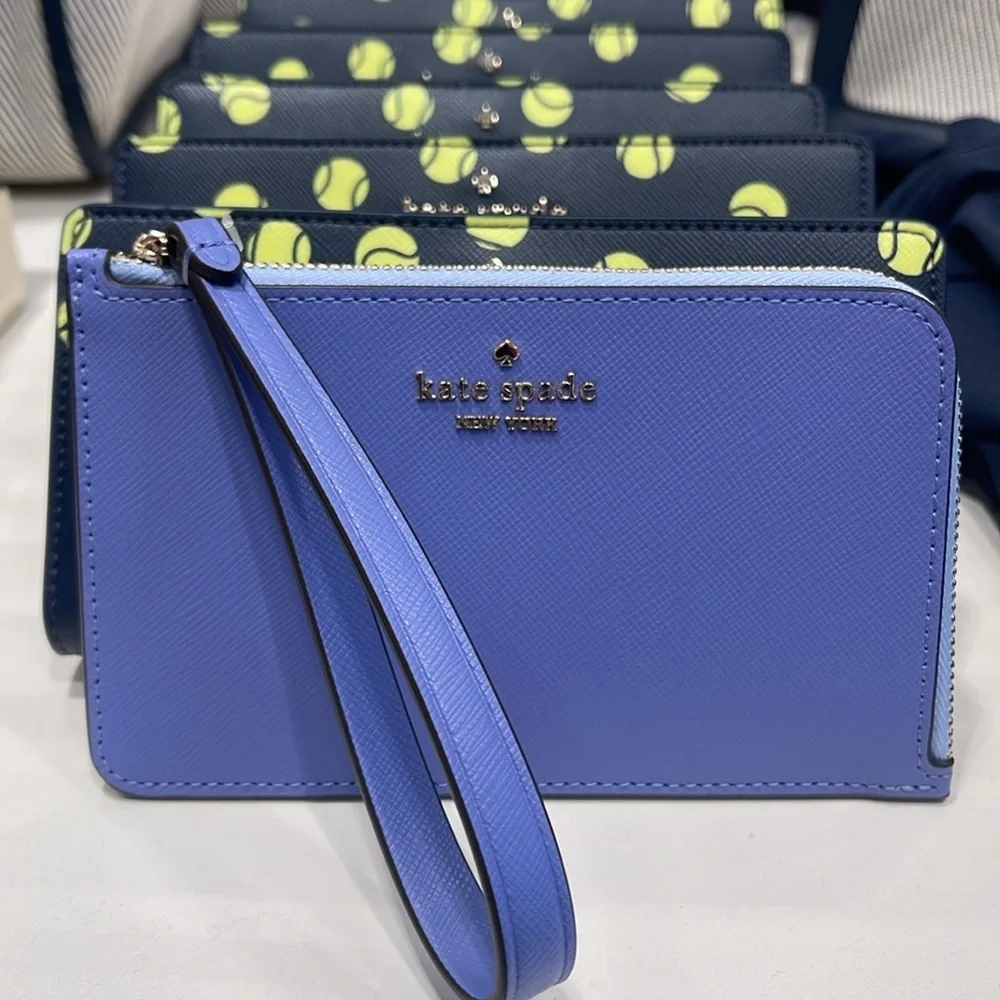 Kate Spade Lucy Small L-zip Wristlet Evening Blue Iris Multi NWT